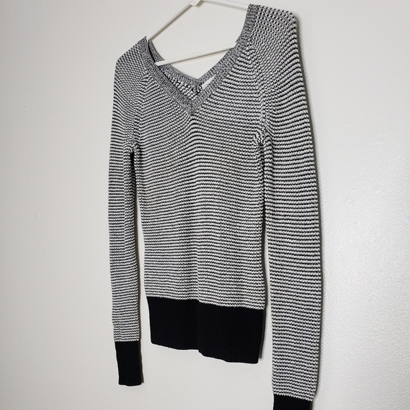 Calvin Klein Black White Striped Sweater Layer Spring Lightweight Designer Fall - Picture 2 of 11